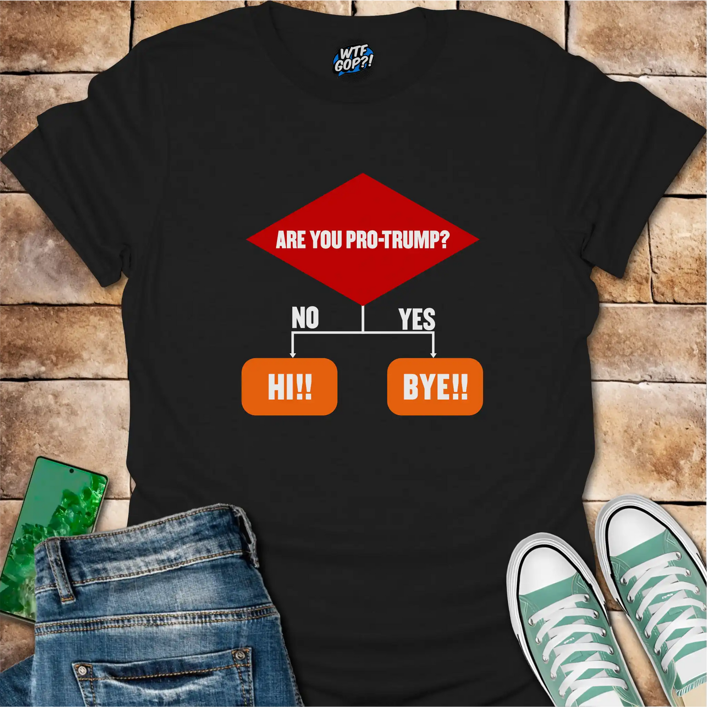 Anti-Trump Flowchart Shirt: Are You Pro-Trump? Simple Decision Tee