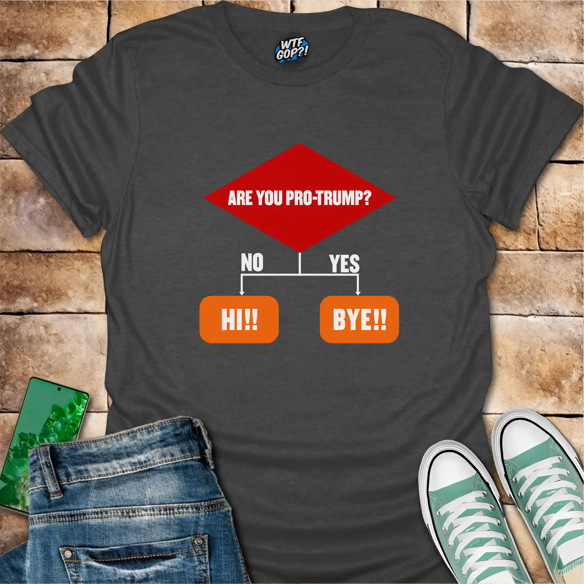 Anti-Trump Flowchart Shirt | Humorous Political Decision Tee – WTFGOP