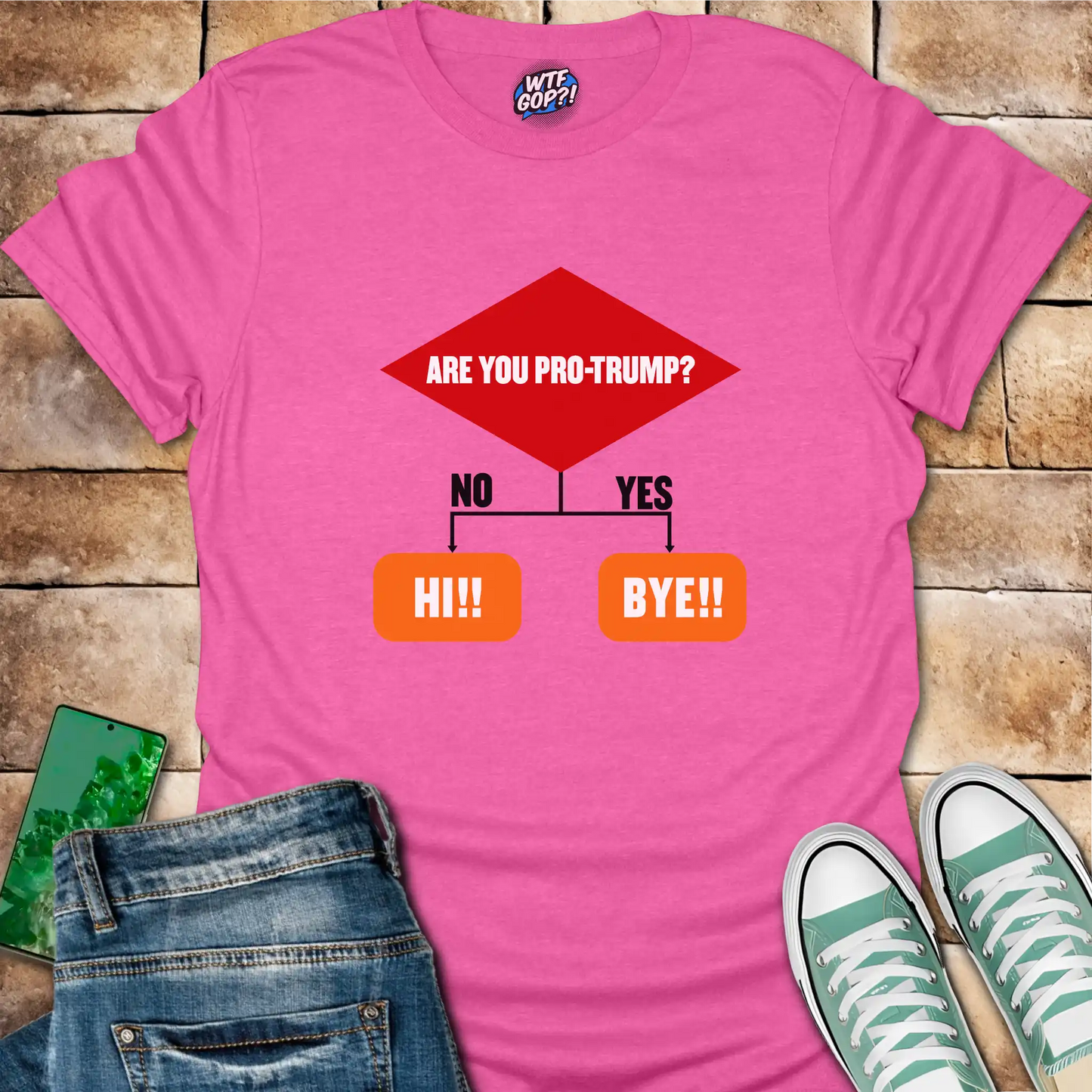 Anti-Trump Flowchart Shirt: Are You Pro-Trump? Simple Decision Tee