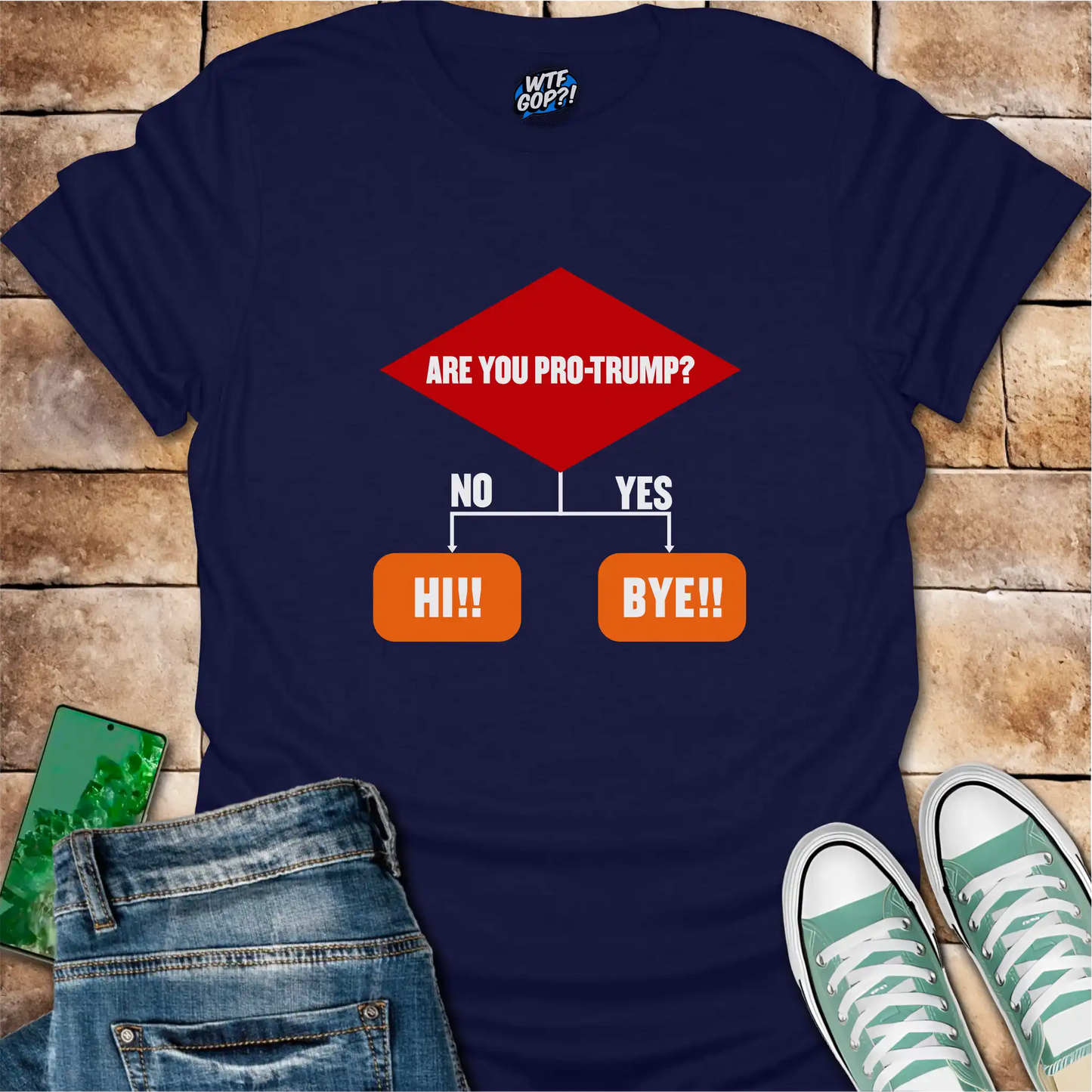 Anti-Trump Flowchart Shirt: Are You Pro-Trump? Simple Decision Tee
