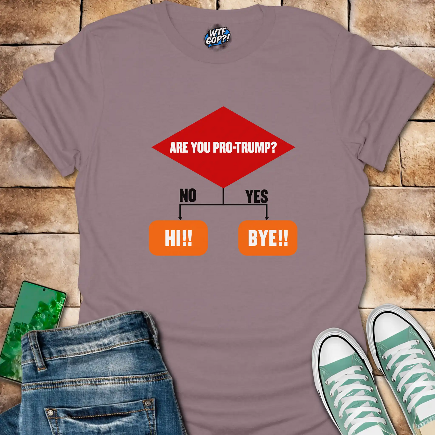 Anti-Trump Flowchart Shirt: Are You Pro-Trump? Simple Decision Tee
