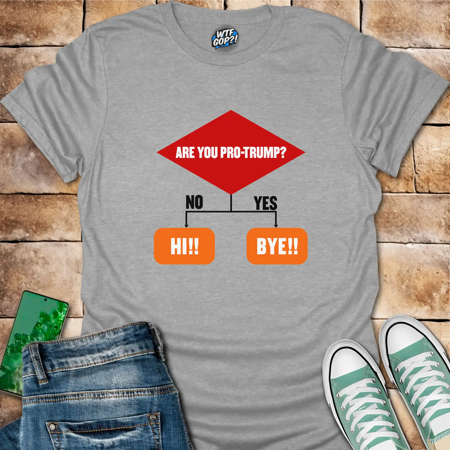 Anti-Trump Flowchart Shirt: Are You Pro-Trump? Simple Decision Tee