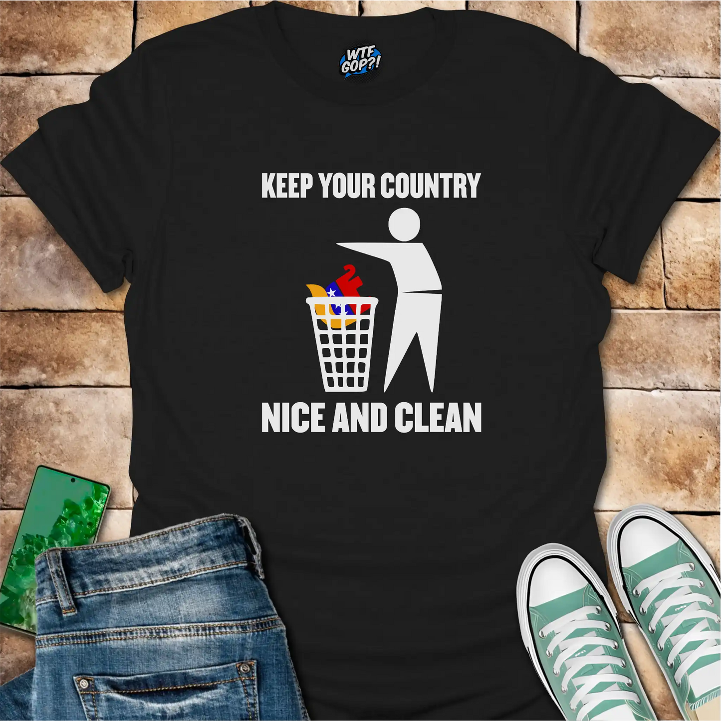Keep Your Country Clean Shirt: Anti-Trump Political Trash Bin Design