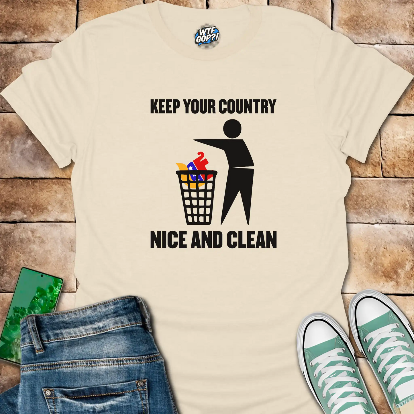 Keep Your Country Clean Shirt: Anti-Trump Political Trash Bin Design