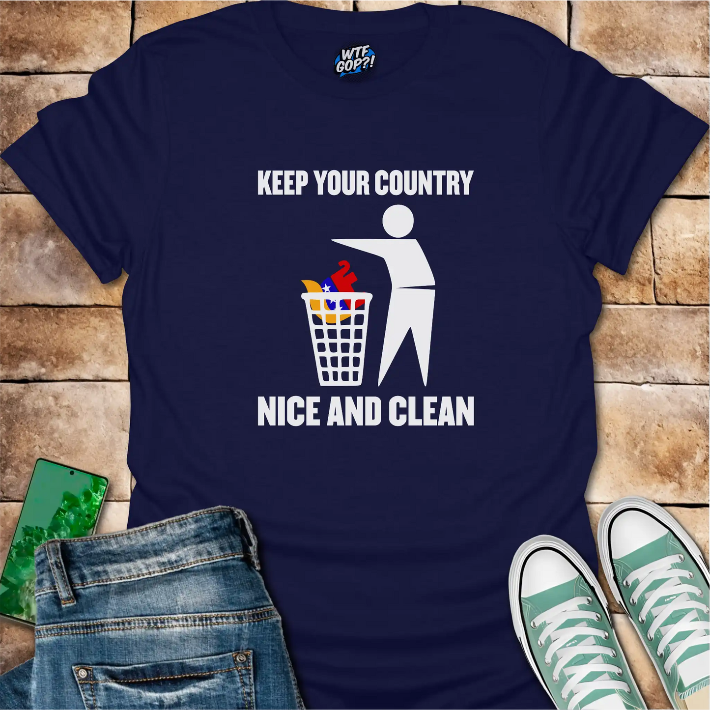 Keep Your Country Clean Shirt: Anti-Trump Political Trash Bin Design