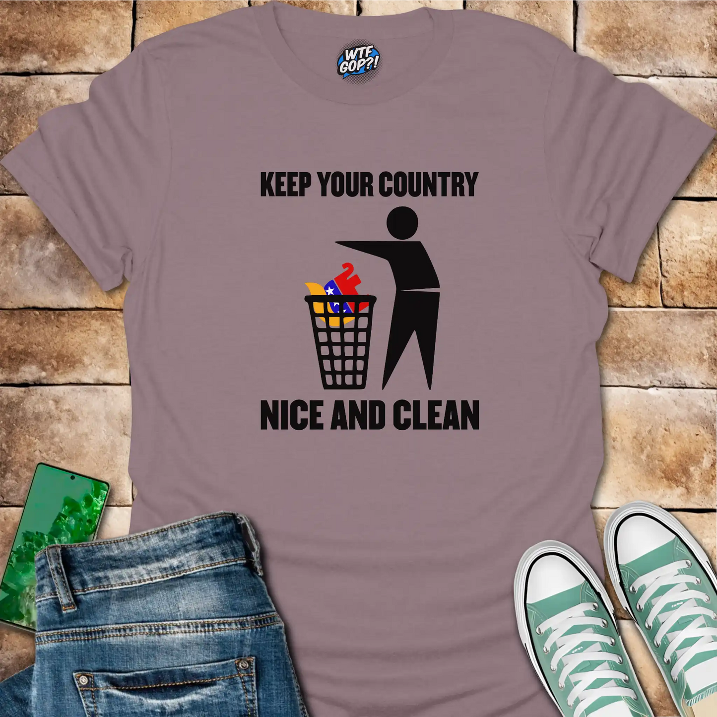 Keep Your Country Clean Shirt: Anti-Trump Political Trash Bin Design