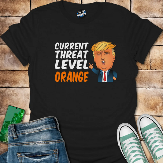 Current Threat Level Orange Shirt: Anti-Trump Political Cartoon Apparel