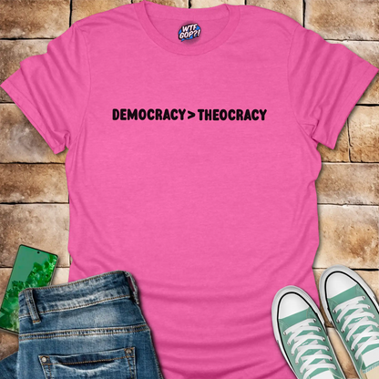 Democracy Over Theocracy T-Shirt | Constitutional Rights Statement Tee