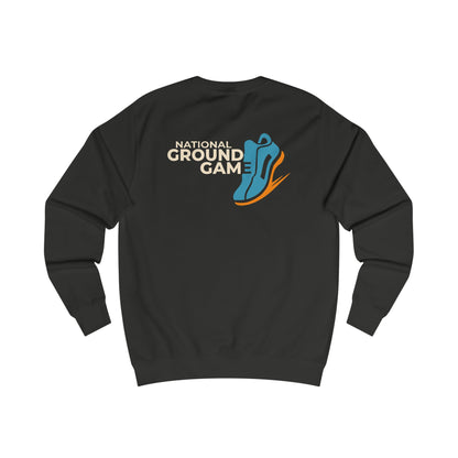 Black sweatshirt with 'National Ground Game' logo on a white background
